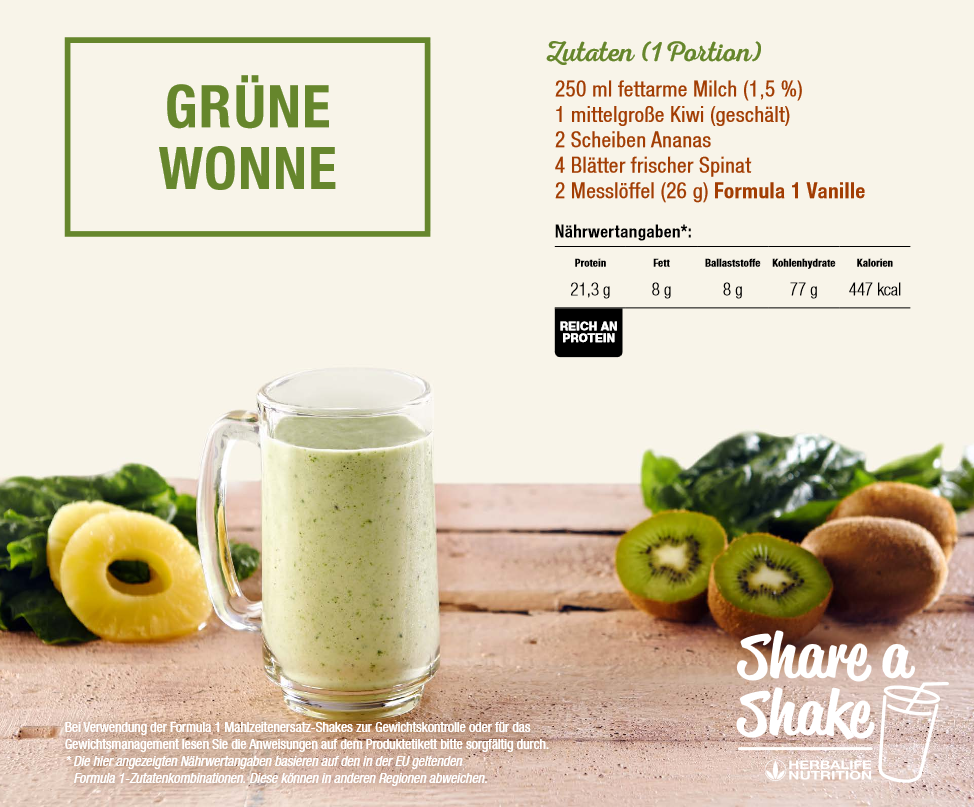 herbalife shake zutaten grün milch kiwi ananas spinat vanille